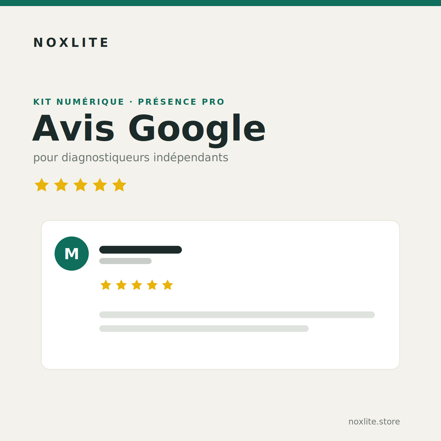 Noxlite - Avis Google optimisée - Présence pro - Dianostiqueurs